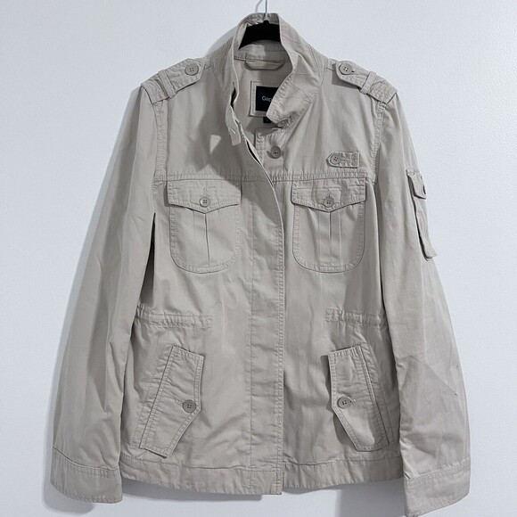 Gap Khaki Military Cotton Jacket Size S Twill Utility Lightweight Cargo - Picture 1 of 6